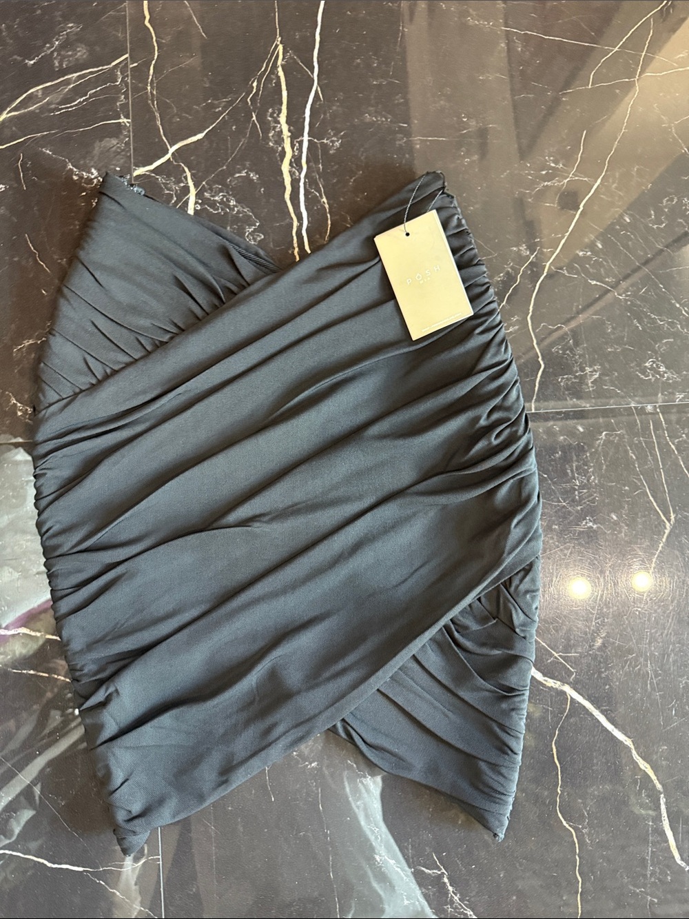 Posh Black Ruched Wrap-Style Mini Skirt